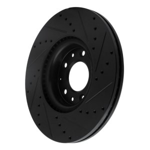 Mazda 6 Brake Rotor (1) - Front Left - R1 Concepts - Drilled & Slotted - Black - `06-`07